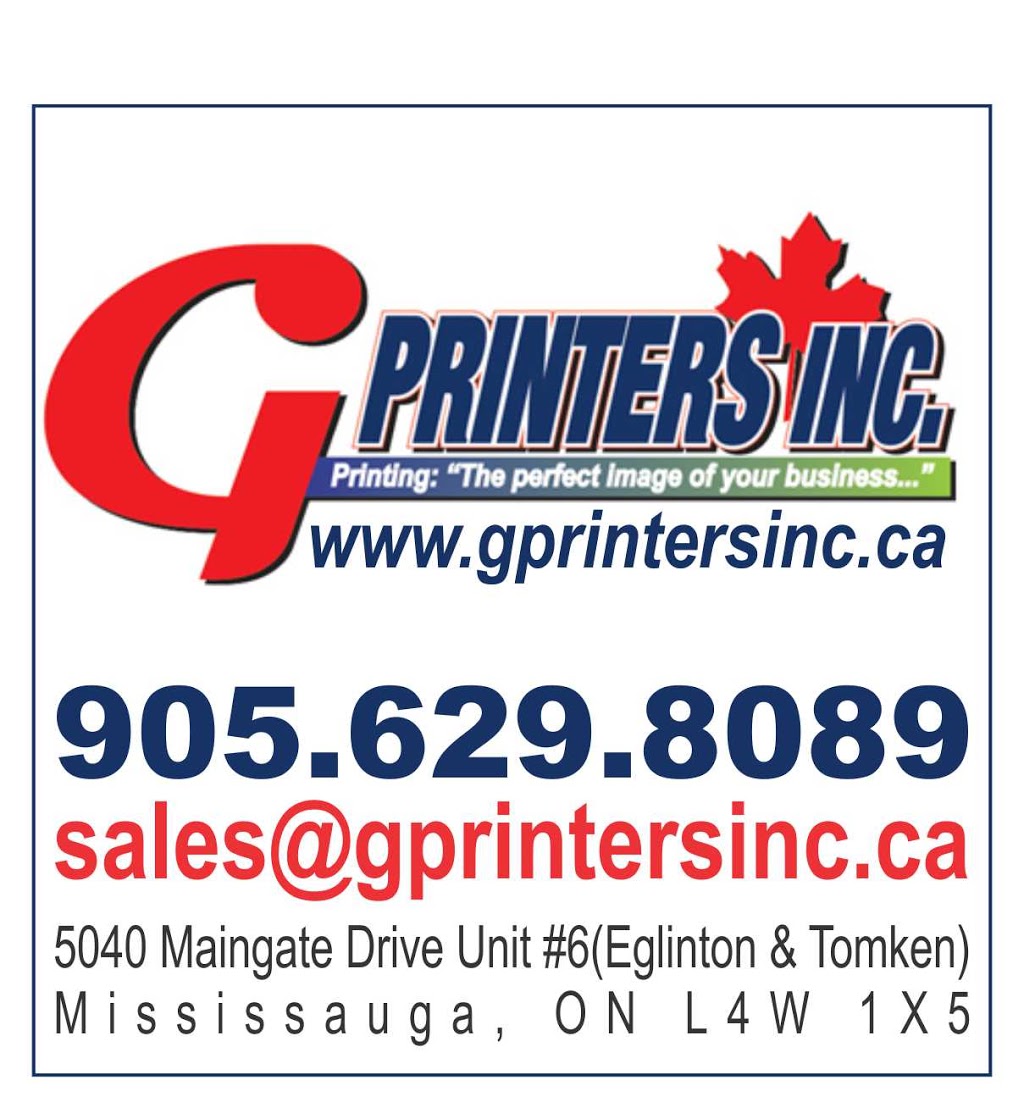 G Printers | 5040 Maingate Dr Unit #6, Mississauga, ON L4W 1X5, Canada | Phone: (416) 875-6096