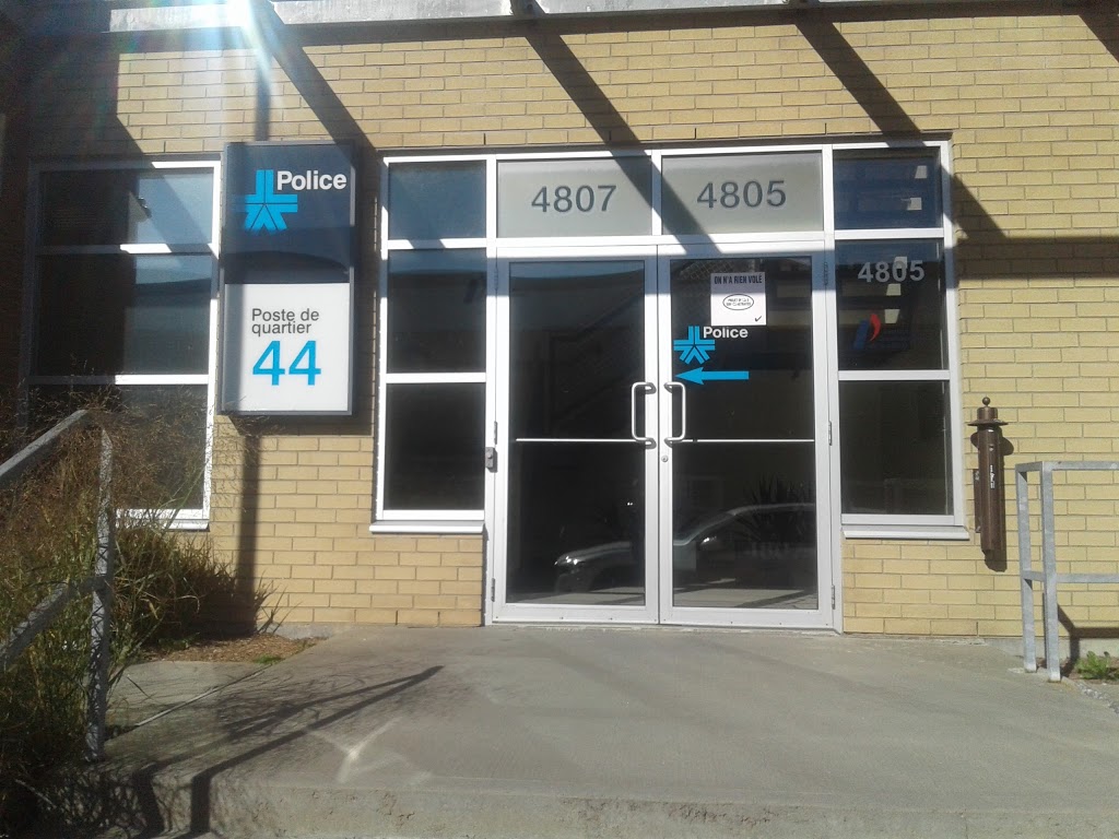 The front door of the police station of Rosemont in Montreal.