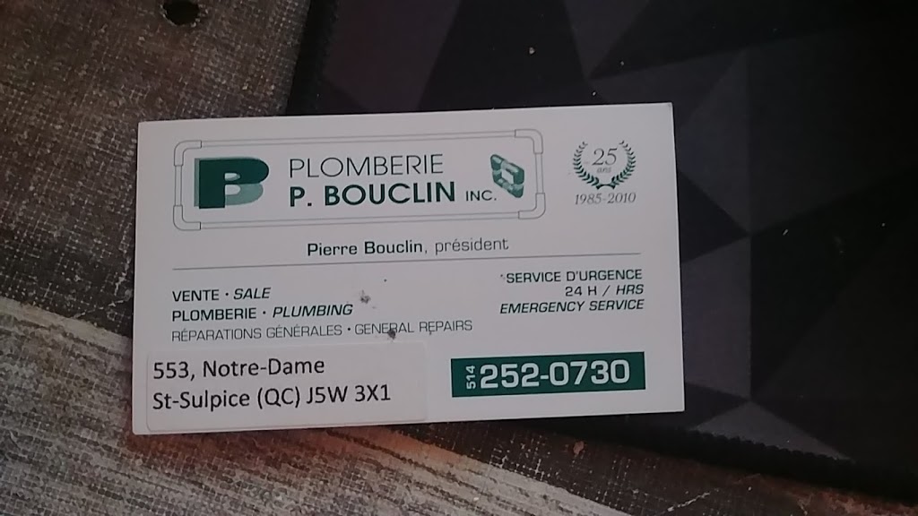Plomberie P.Bouclin Inc. | 553 Rue Notre-Dame, Saint-Sulpice, QC J5W 3X1, Canada | Phone: (514) 252-0730