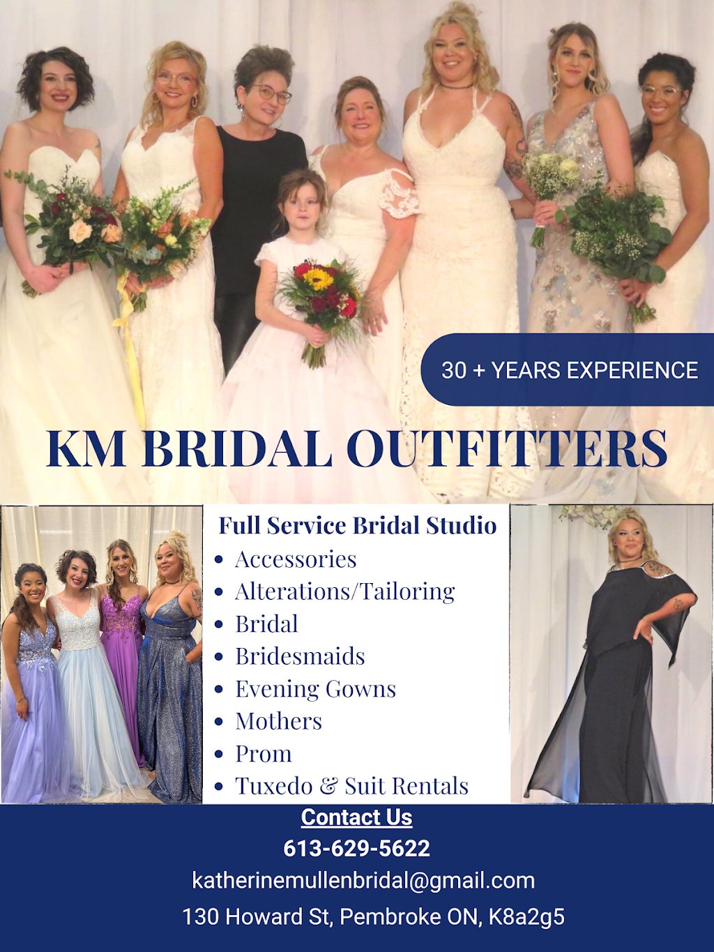 KM Bridal Outfitters | 130 Howard St, Pembroke, ON K8A 2G5, Canada | Phone: (613) 629-5622