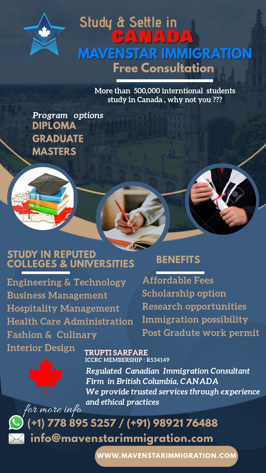 Mavenstar Immigration Inc | 610 3rd Ave #105, New Westminster, BC V3M 1N5, Canada | Phone: (778) 895-5257