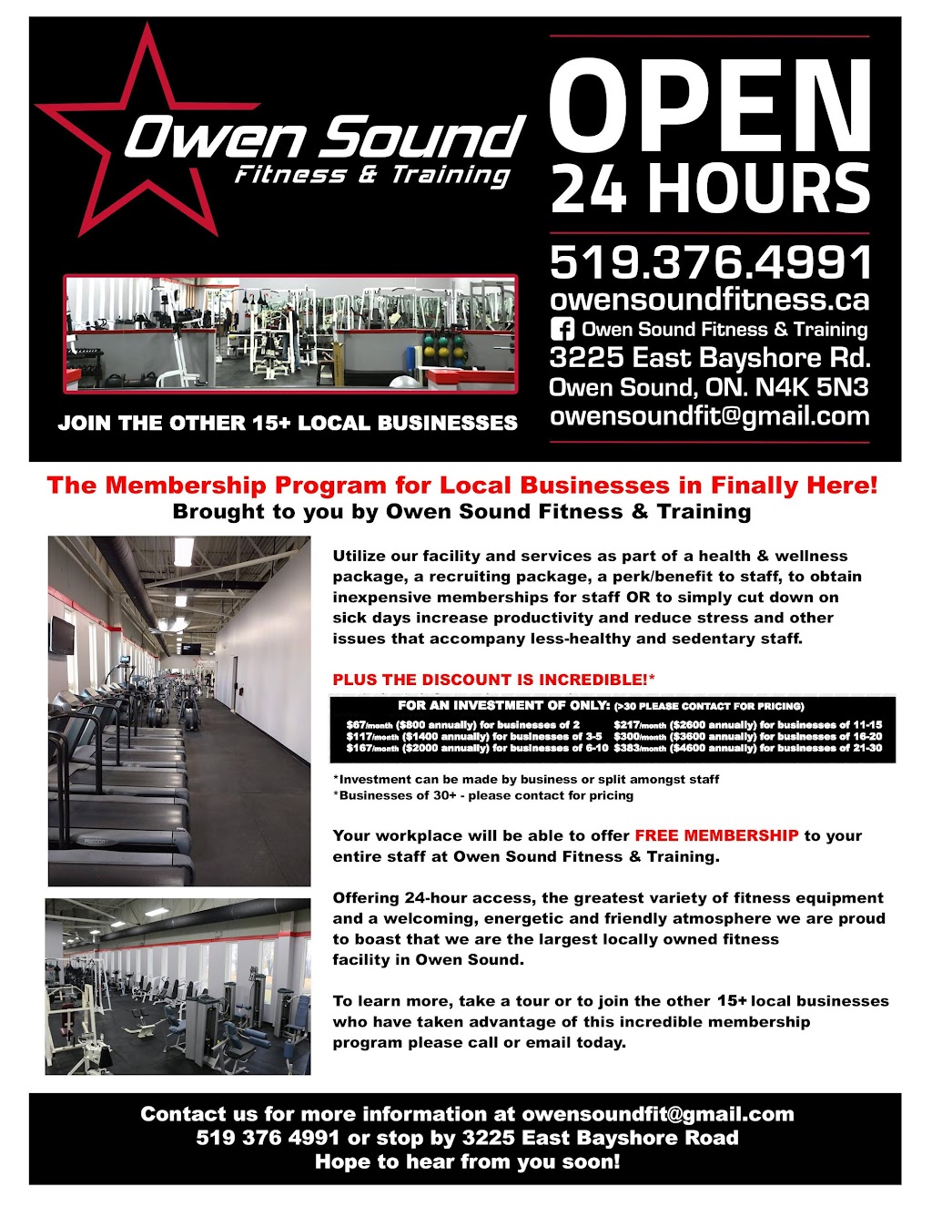 Owen Sound Fitness & Training | 3225 E Bayshore Rd, Owen Sound, ON N4K 5N3, Canada | Phone: (519) 376-4991
