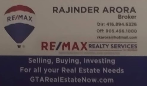 Rajinder Arora Real Estate Broker RE/MAX Realty Services Inc. | 9 Woods Bay Rd, North Kawartha, ON K0L 1A0, Canada | Phone: (416) 894-6326