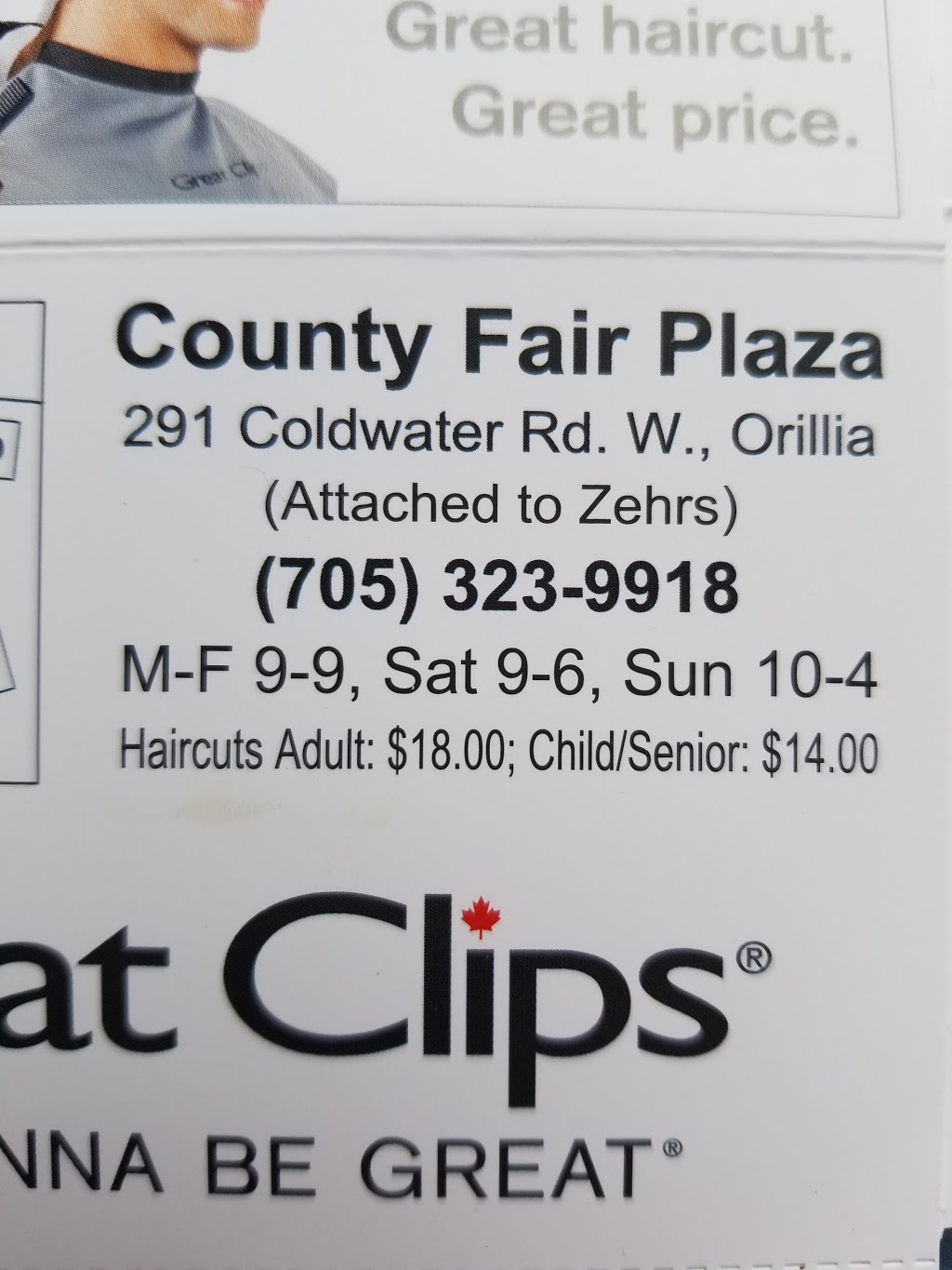 Great Clips | 291 Coldwater Rd W Unit C1, Orillia, ON L3V 3M1, Canada | Phone: (705) 323-9918