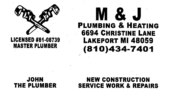 M & J Plumbing | 6694 Christine Ln, Burtchville Township, MI 48059, USA | Phone: (810) 434-7401