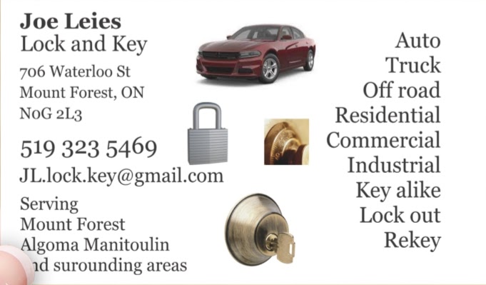 Joe Leies Lock and Key | 706 Waterloo St, Mount Forest, ON N0G 2L3, Canada | Phone: (519) 323-5469