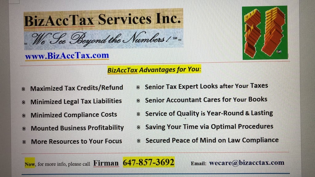 BIZACCTAX SERVICES INC. | 4821 2nd Ave, Niagara Falls, ON L2E 4H9, Canada | Phone: (647) 857-3692