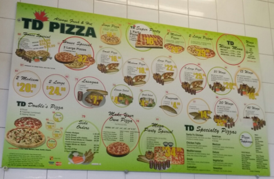 TD Pizza | 3750 Lawrence Ave E, Scarborough, ON M1G 1R1, Canada | Phone: (416) 289-2345