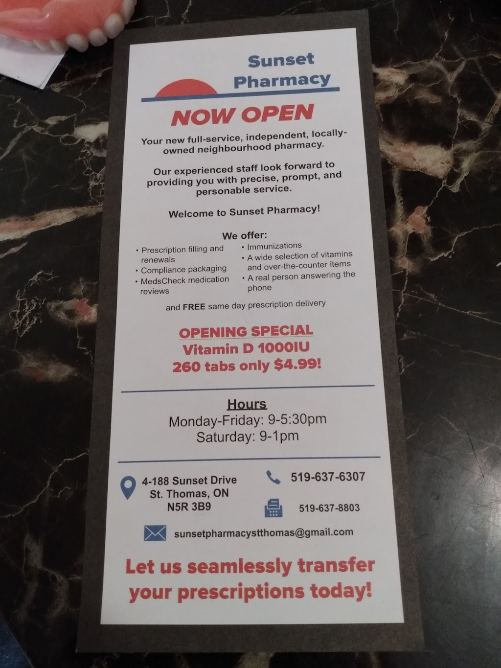 Sunset Pharmacy St. Thomas | 188 Sunset Dr #4, St Thomas, ON N5R 3B9, Canada | Phone: (519) 637-6307