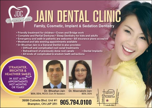 Jain Dental Clinic | 3938 Cottrelle Blvd Unit 1, Brampton, ON L6P 2R1, Canada | Phone: (905) 794-0100