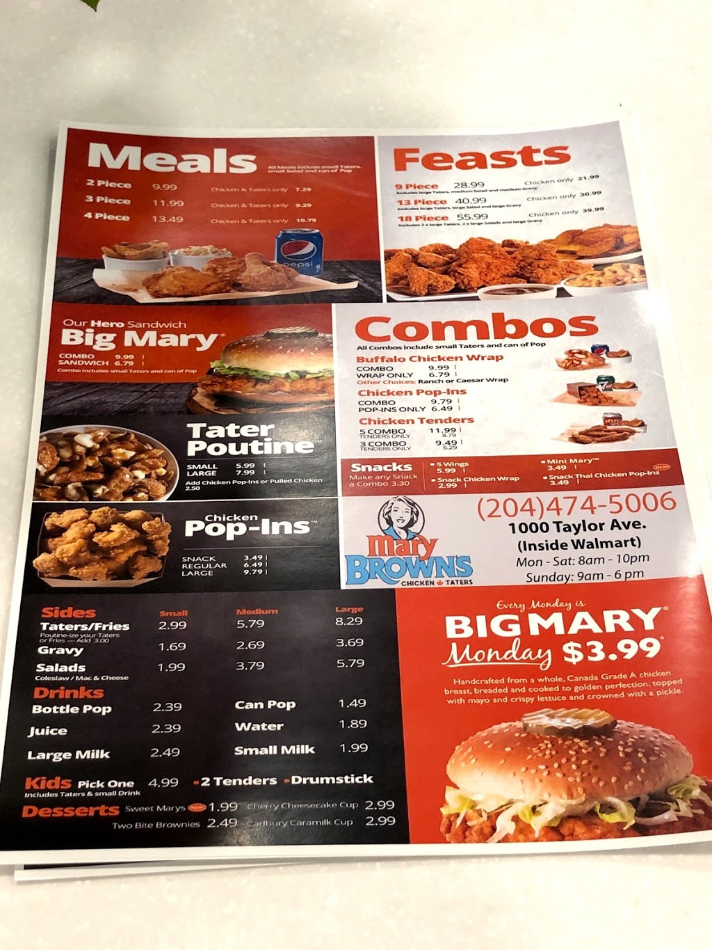 Mary Brown’s Chicken and Taters | Grant Park, 1000 Taylor Ave, Winnipeg, MB R3M 2Z4, Canada | Phone: (204) 474-5006
