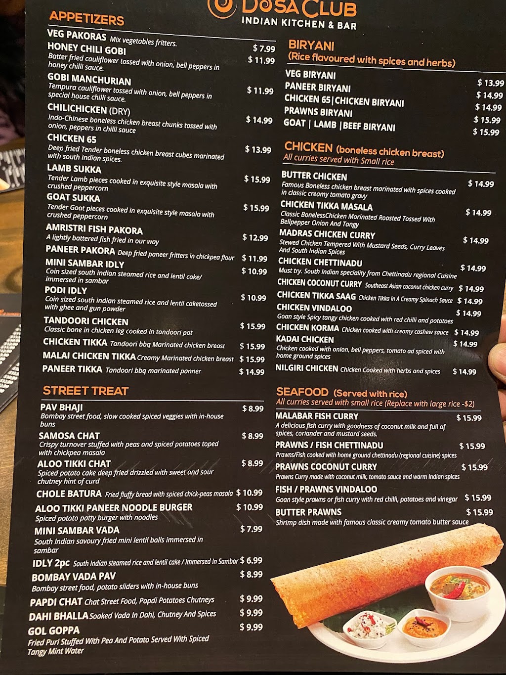Dosa Club Indian kitchen & Bar | 1355 Sumas Way, Abbotsford, BC V2S 8H2, Canada | Phone: (604) 504-4410