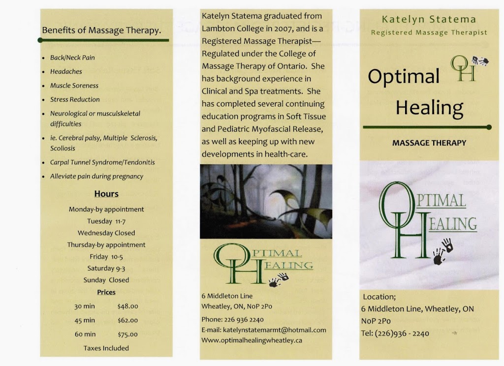 Optimal Healing | 6 Middleton Line, Wheatley, ON N0P 2P0, Canada | Phone: (226) 936-2240