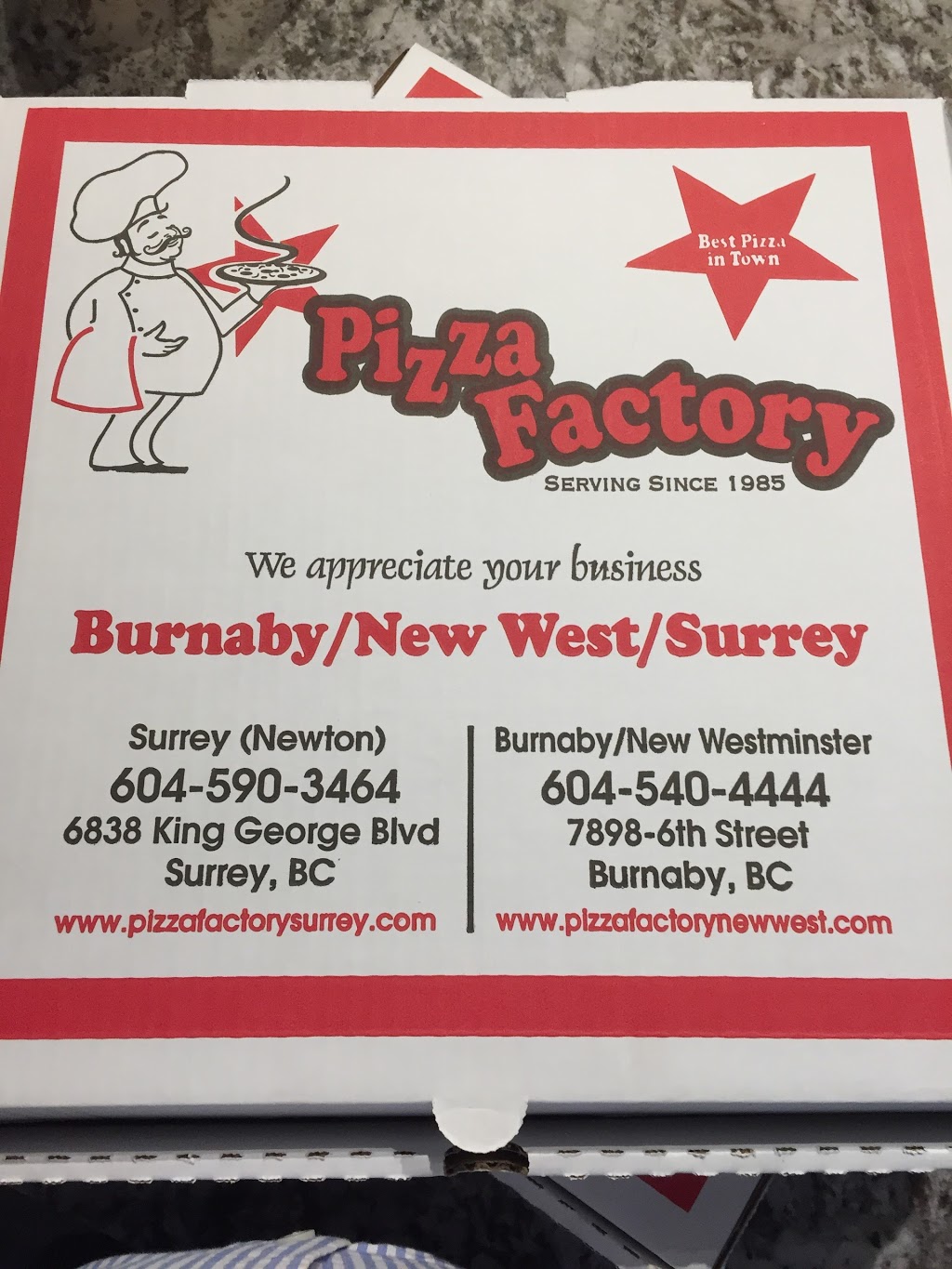 Pizza Factory | 7898 6th St, Burnaby, BC V3N 3N3, Canada | Phone: (604) 540-4444