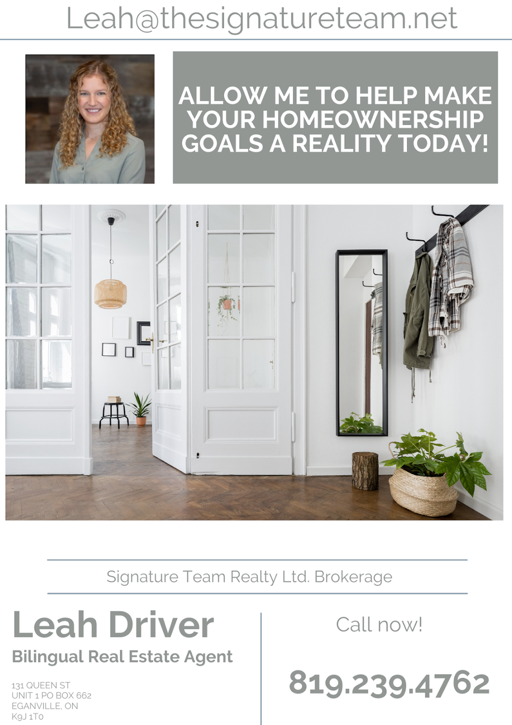 Leah Driver | BOX 662, 131 Queen St, Eganville, ON K0J 1T0, Canada | Phone: (819) 239-4762