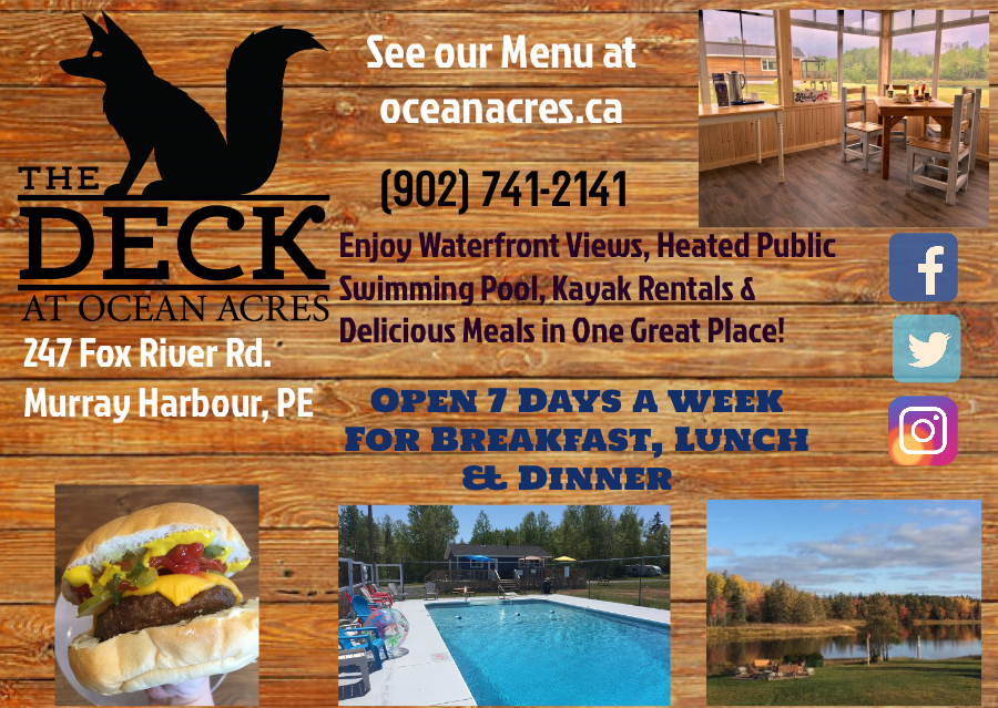 The Deck Restaurant | 247 Fox River Rd, Murray Harbour, PE C0A 1V0, Canada | Phone: (902) 962-3913