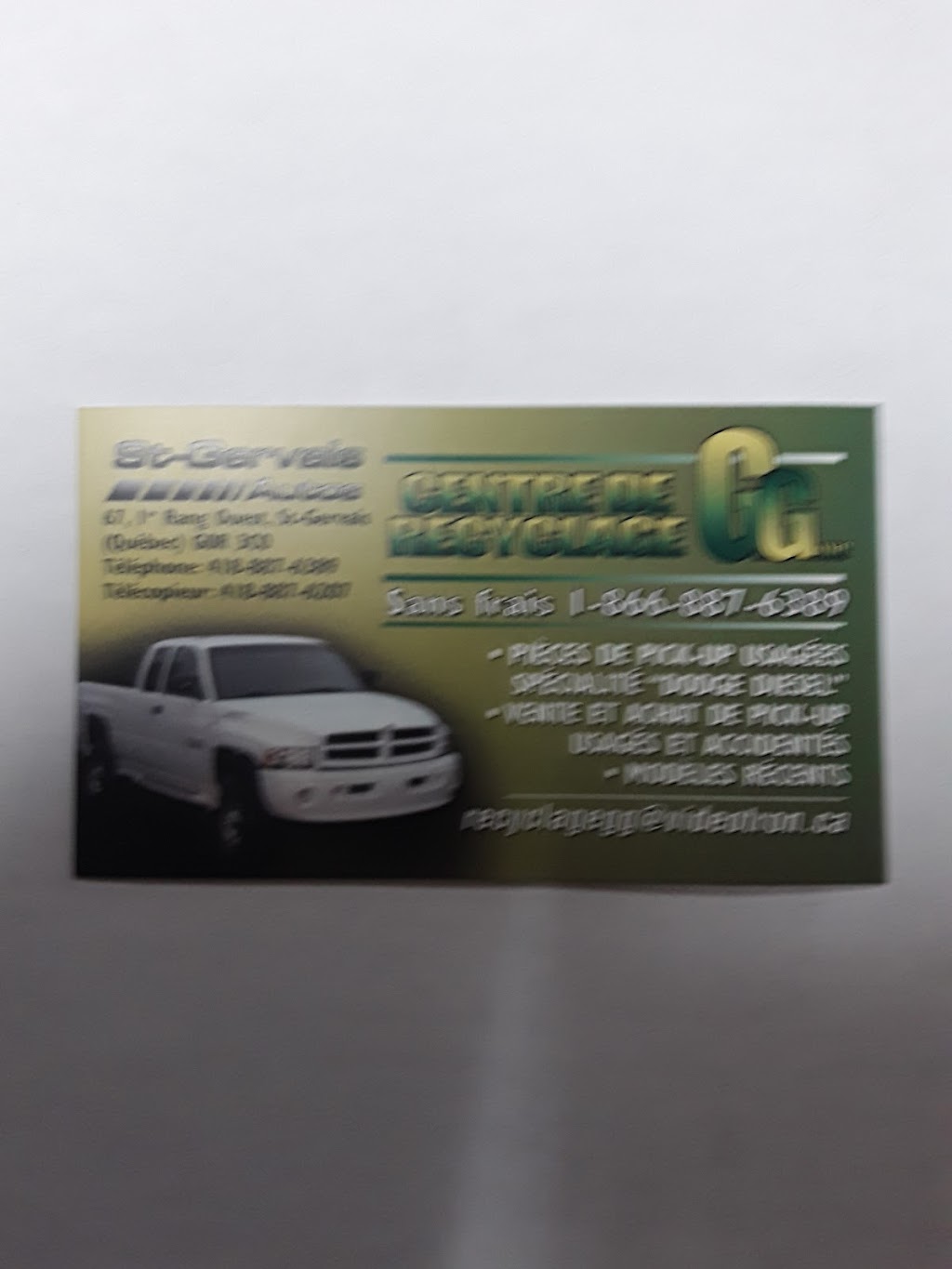 Centre De Recyclage Gg Inc | 67 1er Rang O, Saint-Gervais, QC G0R 3C0, Canada | Phone: (418) 887-6389