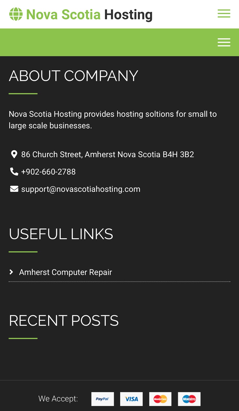 Nova Scotia Hosting | 86 A Church St, Amherst, NS B4H 3B2, Canada | Phone: (902) 660-2788