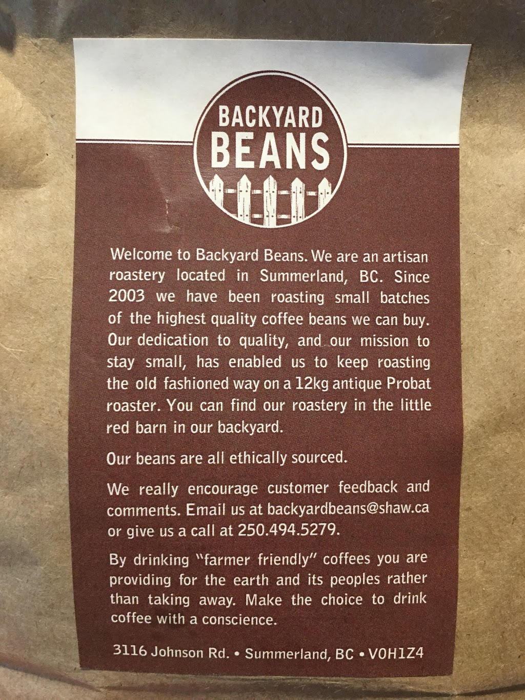 Backyard Beans | 3116 Johnson St, Summerland, BC V0H 1Z4, Canada | Phone: (250) 494-5279