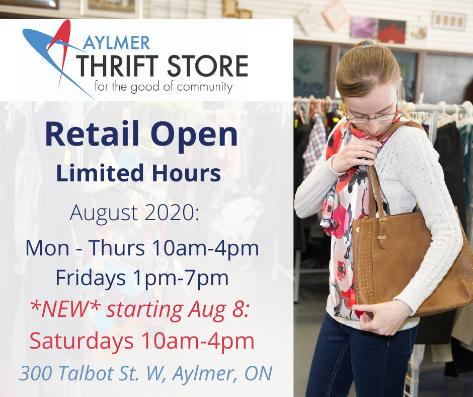 Aylmer Thrift Store | 300 Talbot St W, Aylmer, ON N5H 1K2, Canada | Phone: (519) 765-1356