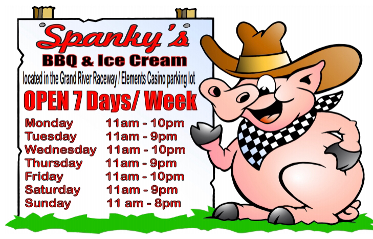 Spankys BBQ @ Grand River Raceway / Elements Casino | 7445 Wellington County Rd 21, Elora, ON N0B 1S0, Canada | Phone: (519) 604-4227