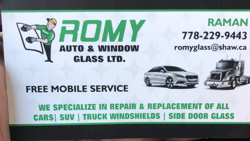 Romy Auto Glass | 7956 Alexander Rd, Delta, BC V4G 1G7, Canada | Phone: (778) 229-9443