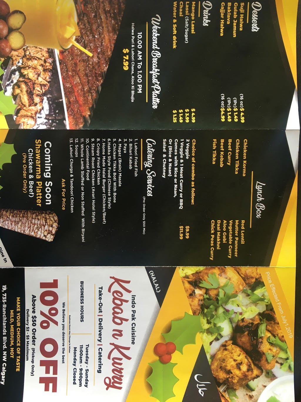 Kebab N Kurry | 735 Ranchlands Blvd NW #19, Calgary, AB T3G 1N5, Canada | Phone: (403) 241-0000