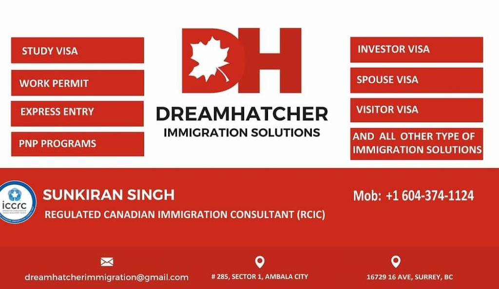 Dreamhatcher Immigration Solutions | 6789 192 St, Surrey, BC V4N 6A3, Canada | Phone: (604) 374-1124