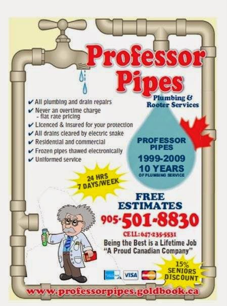Professor Pipes Plumbing & Rooter Services | 108 Linkdale Rd, Brampton, ON L6V 3A2, Canada | Phone: (905) 501-8830