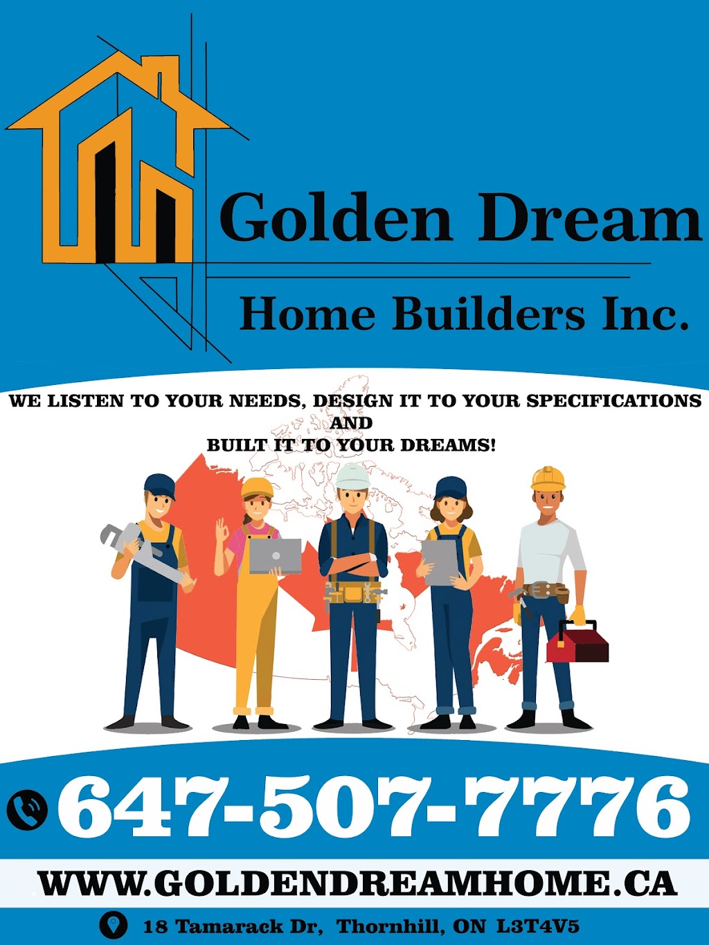 Golden Dream Home Builders Inc. | 18 Tamarack Dr, Thornhill, ON L3T 4V5, Canada | Phone: (647) 507-7776