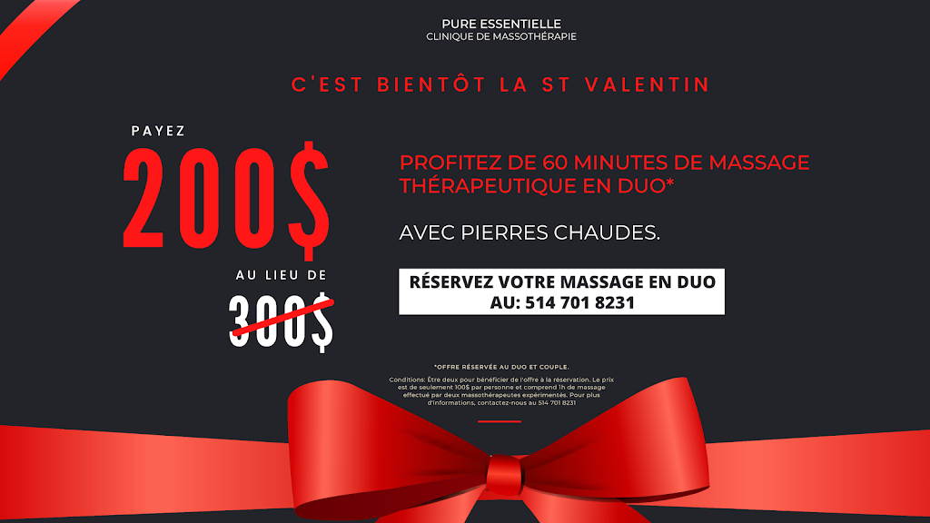 Pure Essentielle Clinique de Massothérapie | 4058 Rue Monselet Suite 112, Montréal-Nord, QC H1H 2C5, Canada | Phone: (514) 701-8231