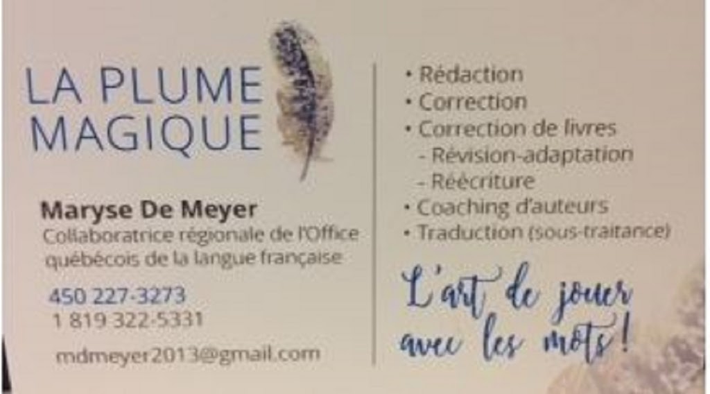 La Plume Magique | 36 Rue Robert, Saint-Sauveur, QC J0R 1R6, Canada | Phone: (450) 227-3273