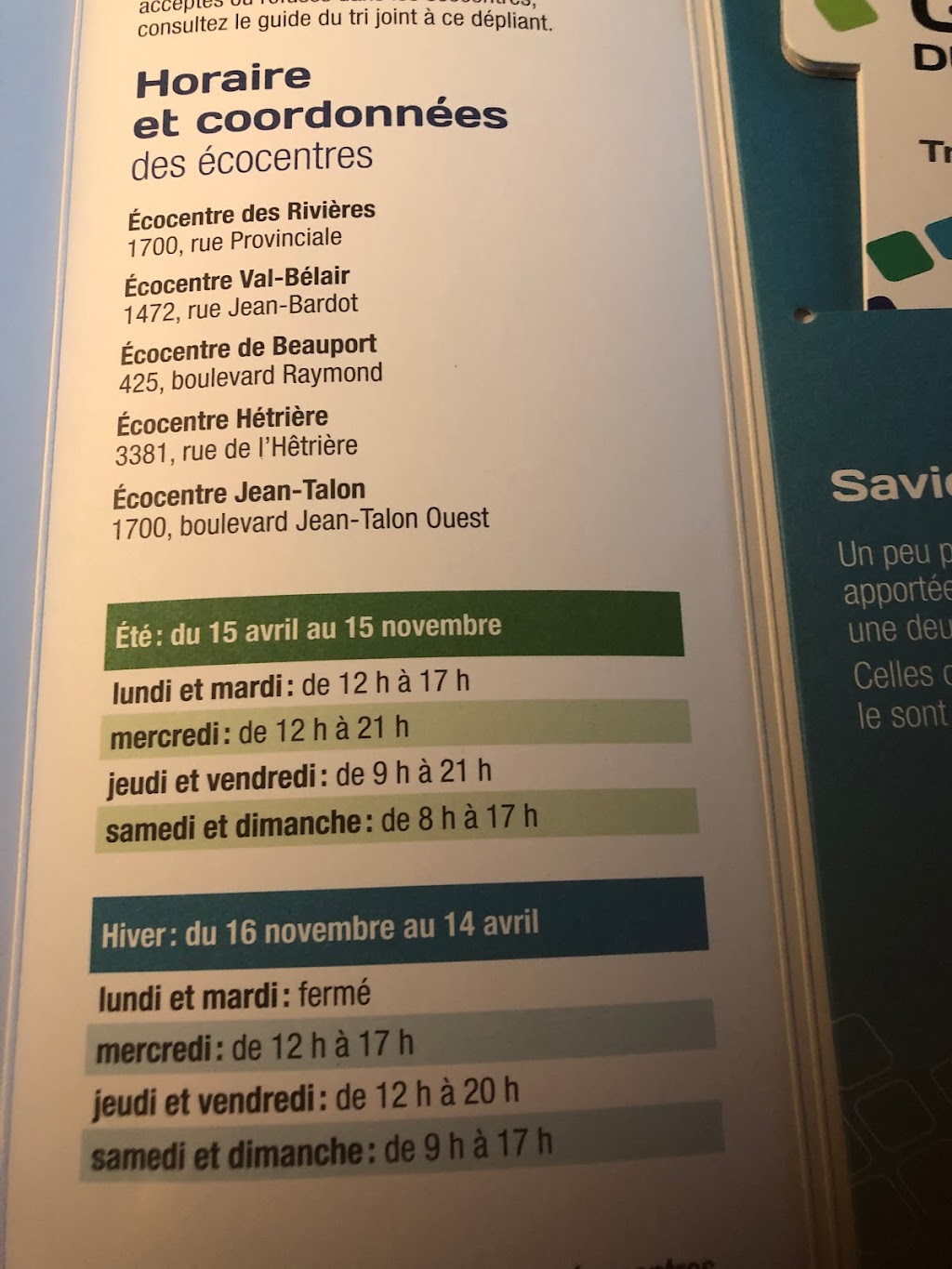 Écocentre Hêtrière | 3381 Rue de lHétrière, Québec, QC G1X 4M6, Canada | Phone: (418) 641-6311