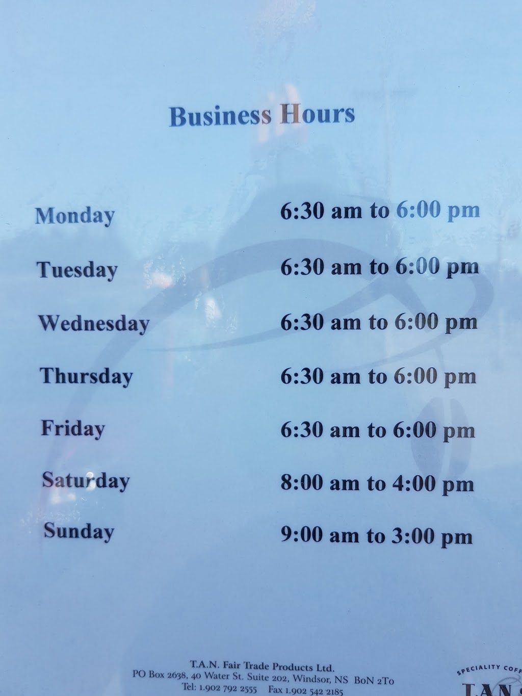 T.A.N. Coffee | 7165 Evangeline Trail, Coldbrook, NS B4R 1A2, Canada | Phone: (902) 365-3225