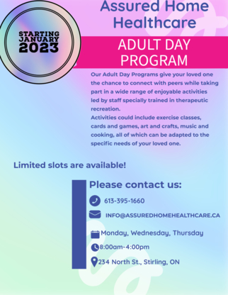 Assured Home Health Care | 234 North St, Stirling, ON K0K 3E0, Canada | Phone: (613) 395-1660