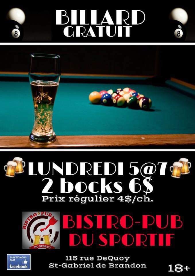Bistro-Pub du Sportif | 115 Rue Dequoy, Saint-Gabriel-de-Brandon, QC J0K 2N0, Canada | Phone: (514) 913-5337