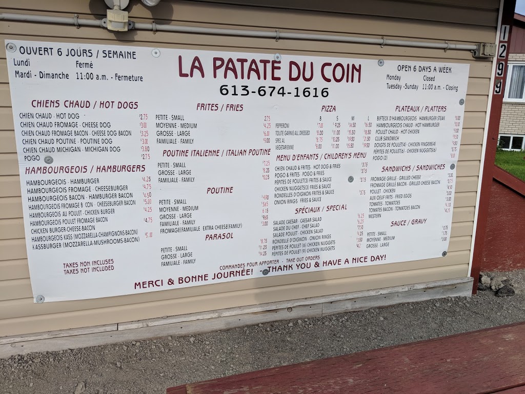 La Patate Du Coin | 1299 Labrosse St, St-Eugène, ON K0B 1P0, Canada | Phone: (613) 674-1616
