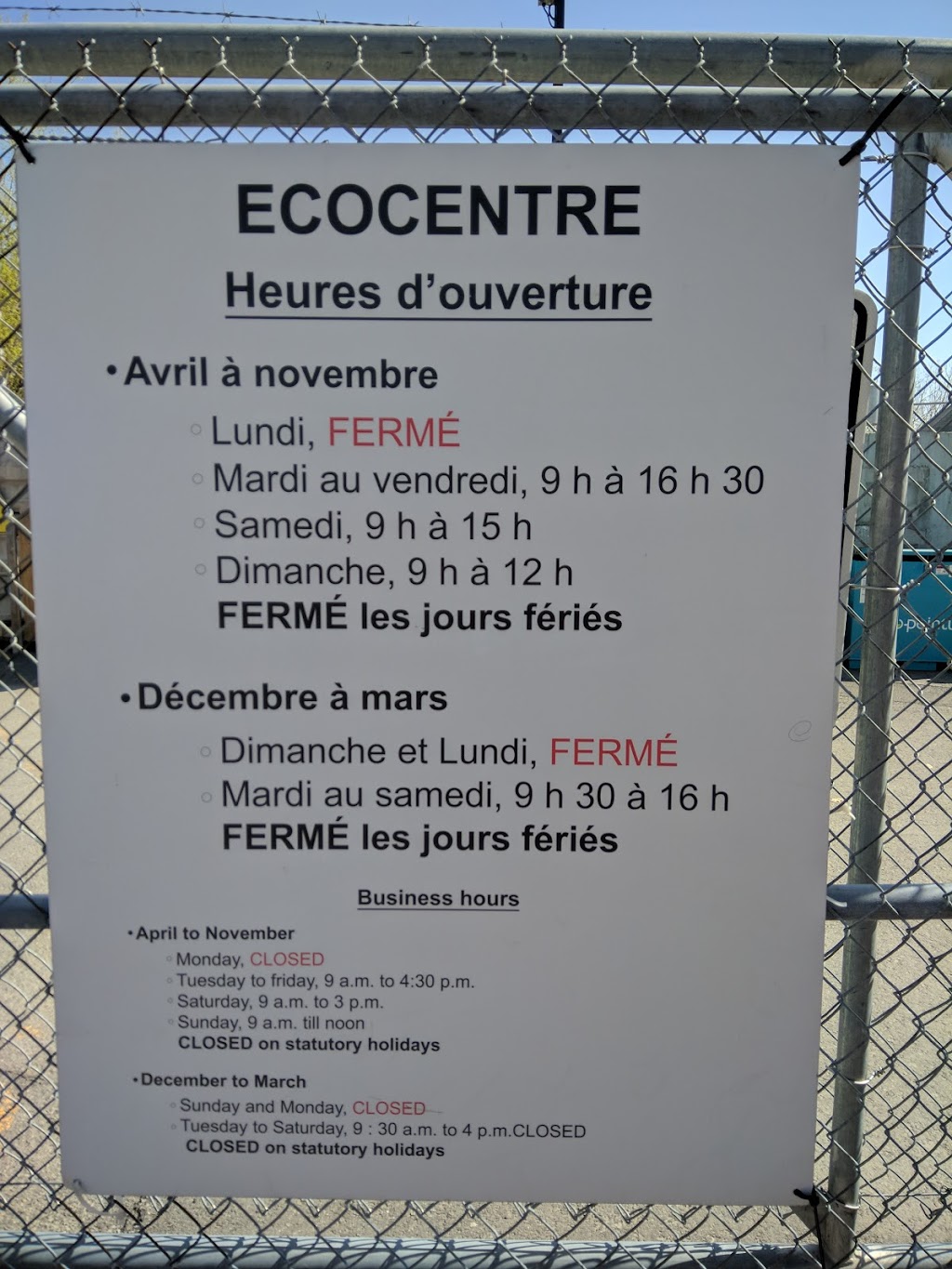 Écocentre Rosemère | 190 Rue Charbonneau, Rosemère, QC J7A 1L1, Canada | Phone: (450) 621-3500 ext. 3317