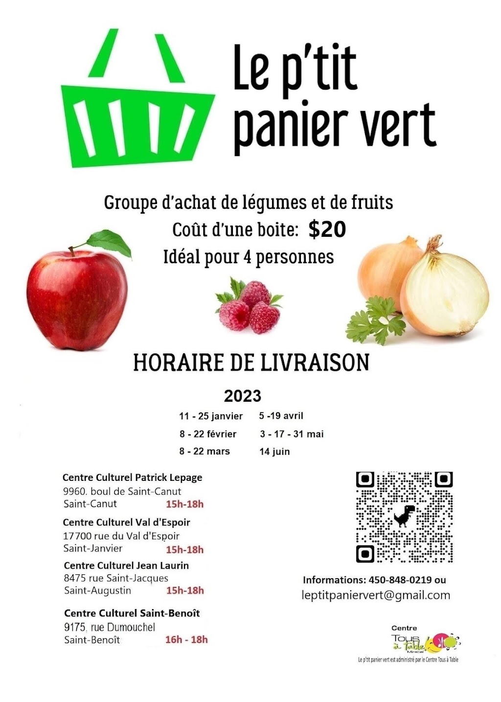 Le Ptit Panier Vert | 9960 Boulevard de St Canut, Mirabel, QC J7N 1K1, Canada | Phone: (450) 848-0219