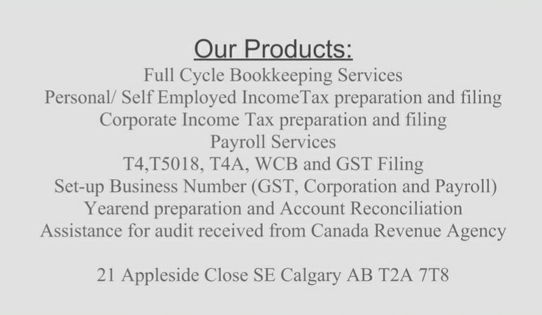 JC Bookkeeping & Tax Services Ltd | 21 Appleside Close SE, Calgary, AB T2A 7T8, Canada | Phone: (403) 473-8646