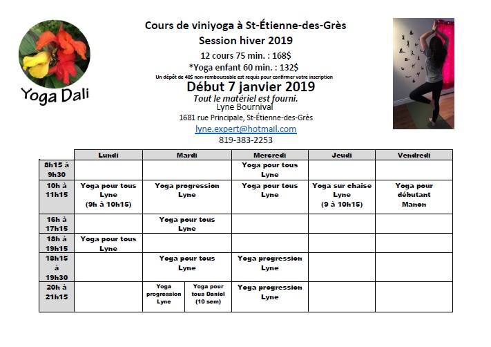 Yoga Dali | 1681 Rue Principale, Saint-Étienne-des-Grès, QC G0X 2P0, Canada | Phone: (819) 383-2253