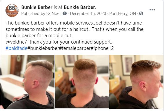Bunkie Barber | 85 Williams Point Rd, Port Perry, ON L0B 1E0, Canada | Phone: (905) 718-2084