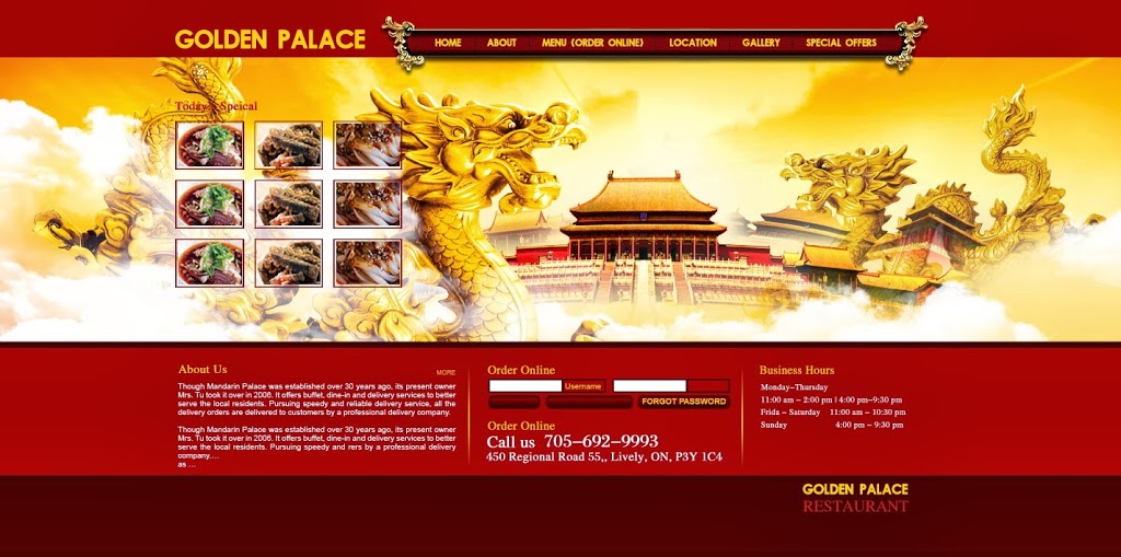 Golden Palace Restaurant | 450 Greater Sudbury Regional Road 55, Lively, ON P3Y 1C4, Canada | Phone: (705) 692-9993