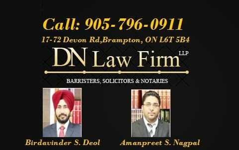 Deol & Nagpal Law Firm LLP | 80 Maritime Ontario Blvd #55, Brampton, ON L6S 0E7, Canada | Phone: (905) 796-0911