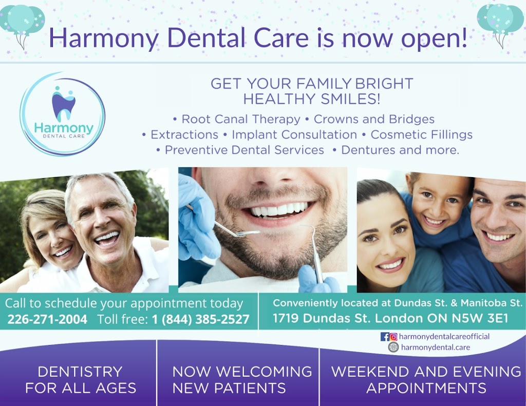 Harmony Dental Care | 1719 Dundas St, London, ON N5W 3E1, Canada | Phone: (226) 271-2004