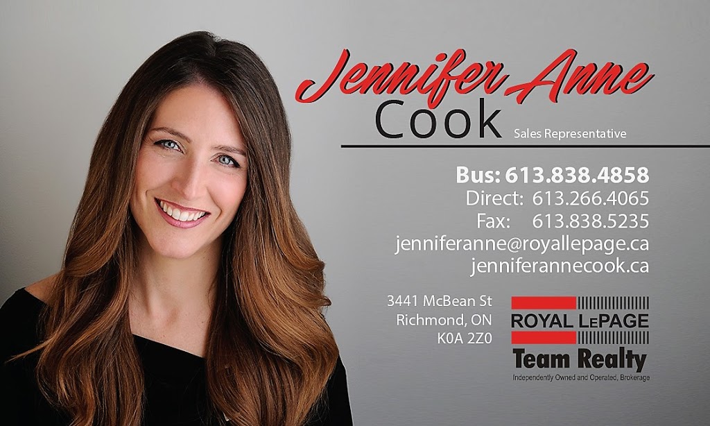 Jennifer Anne Cook | Sales Representative | Royal Lepage Team Re | 3441 McBean St, Richmond, ON K0A 2Z0, Canada | Phone: (613) 838-4858