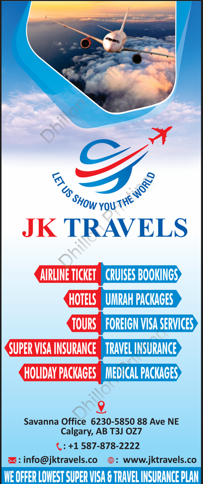JK Travels | 5850 88 Ave NE Unit 6230, Calgary, AB T3J 0Z7, Canada | Phone: (587) 878-2222