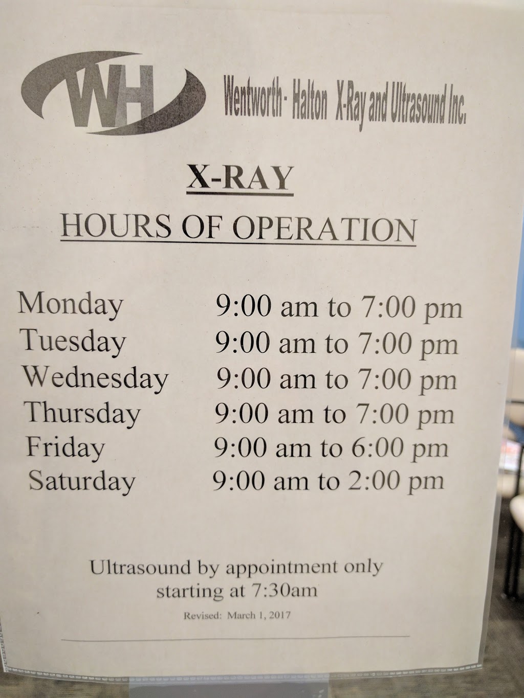 WH X-Ray and Ultrasound | 2525 Old Bronte Rd #140, Oakville, ON L6M 4J2, Canada | Phone: (905) 469-2524