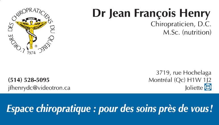 Dr Jean-François Henry, chiropraticien, D.C. | 3719 Rue Hochelaga, Montréal, QC H1W 1J2, Canada | Phone: (514) 528-5095