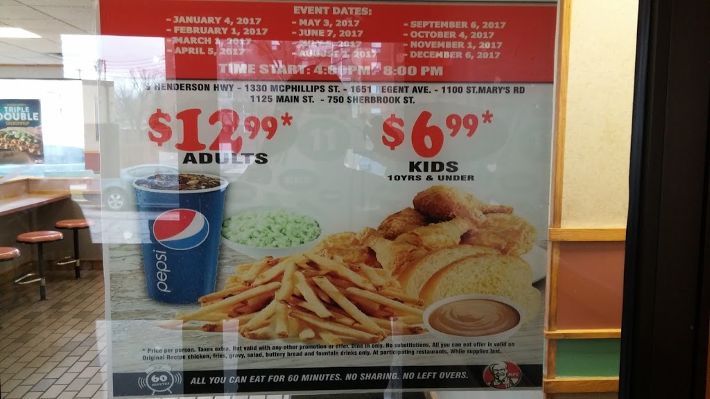KFC | 1100 St Marys Rd, Winnipeg, MB R2M 3T4, Canada | Phone: (204) 987-8209